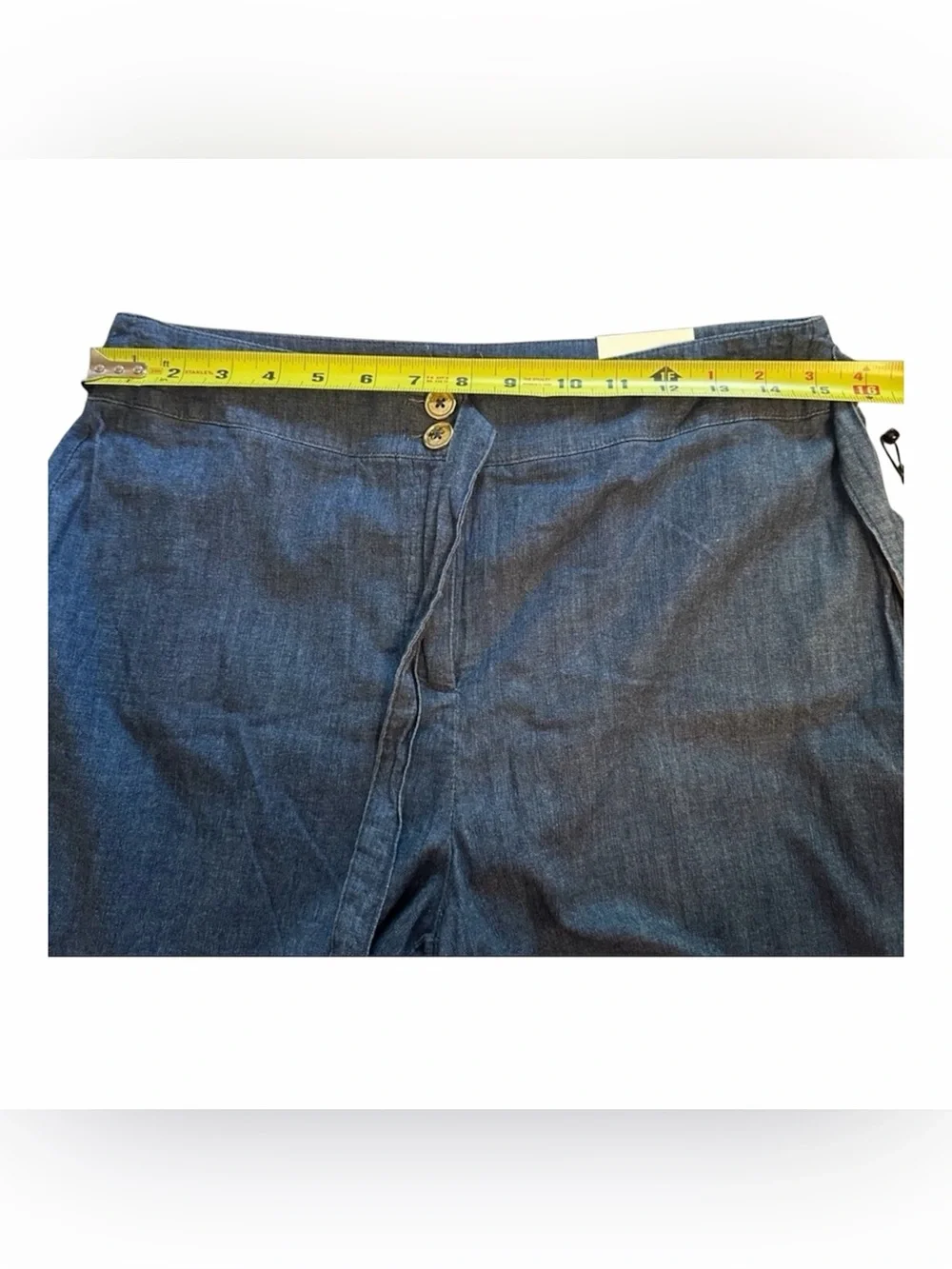 NWT Anne Klein Chambray Wrap Shorts Blue Tie Waist Size 4 Short